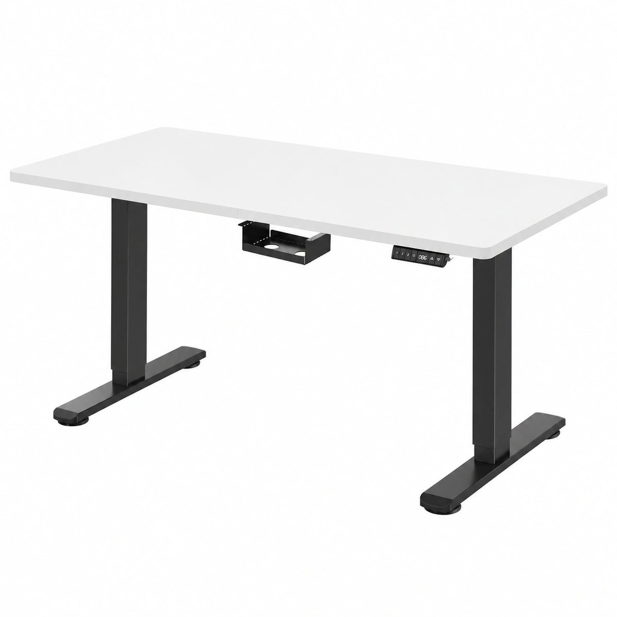 Elektrisch höhenverstellbarer Schreibtisch 200 x 80 cm mit Memory-Funktion, Ergonomischer Steh- und Sitz-Arbeitsplatz, Computertisch mit Kabelmanagement, Weiß