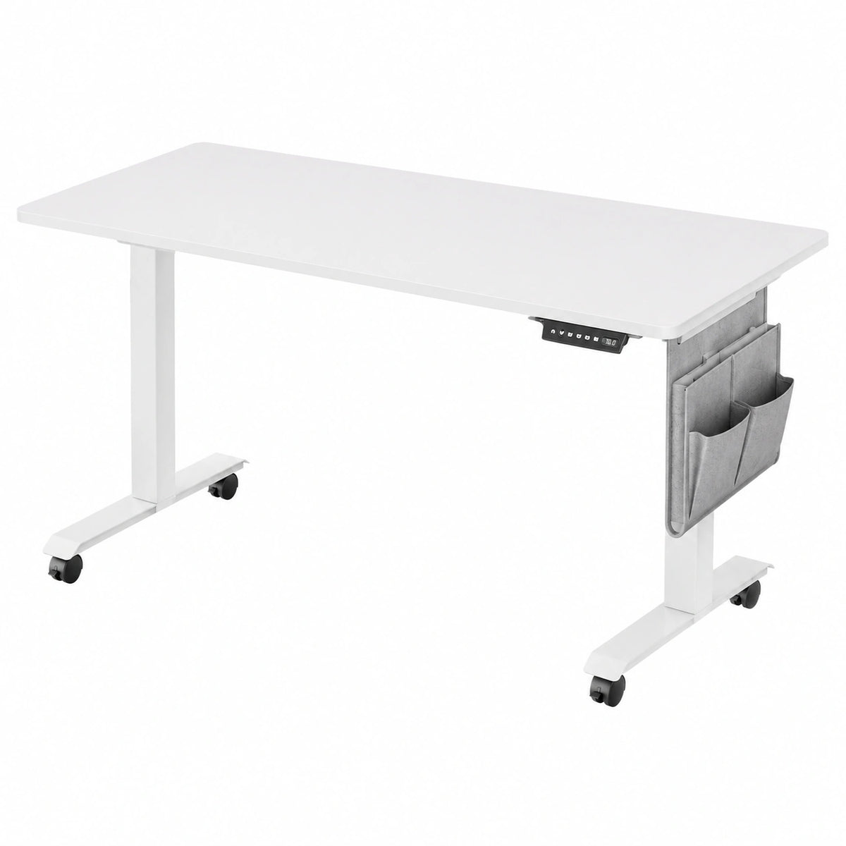 Elektrisch verstellbarer Schreibtisch, 60x140 cm, mit Memory-Steuerung, wolkenweiß