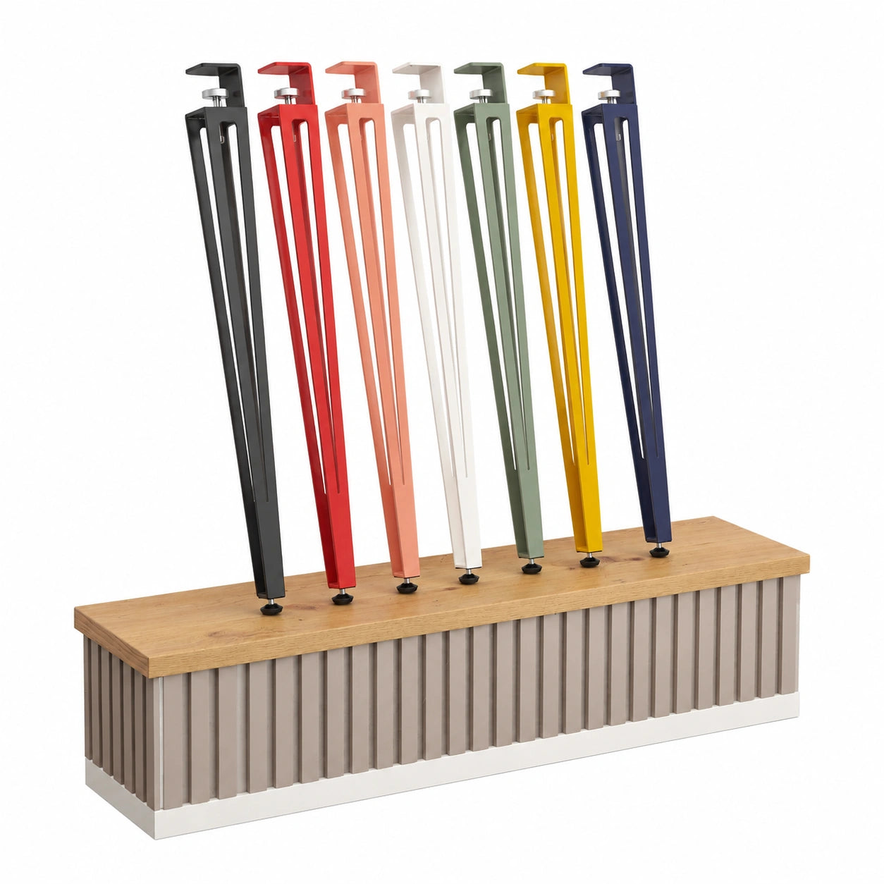 SOTECH 4er Set Tischbeine ColorLine F-Form verstellbar, schwarz matt, 745 mm, ohne Bohren