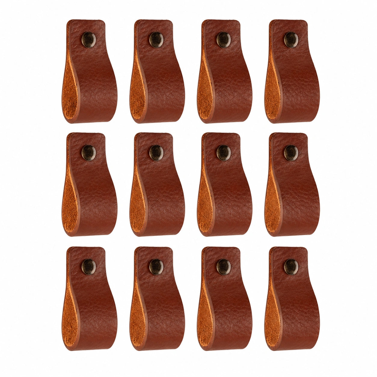 Hochwertige Ledergriffe in Cognac - 12 Stück - 12,5 x 2,5 cm - Perfekt für Schränke und Türen