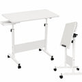 Höhenverstellbarer Klapptisch mit Rollen, 80 x 40 cm, Mobiler Schreibtisch für Büro und Zuhause, Weiß