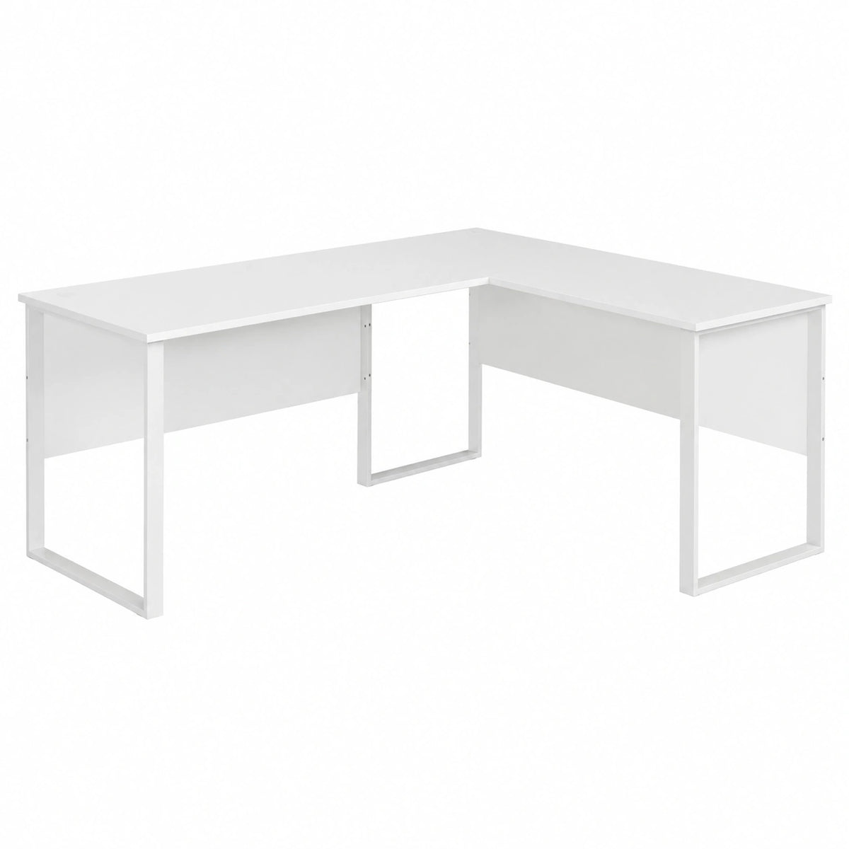 Amanda L-förmiger Schreibtisch Weiß - Moderner Eckcomputertisch für Büro und Home-Office, 223x77x73 cm