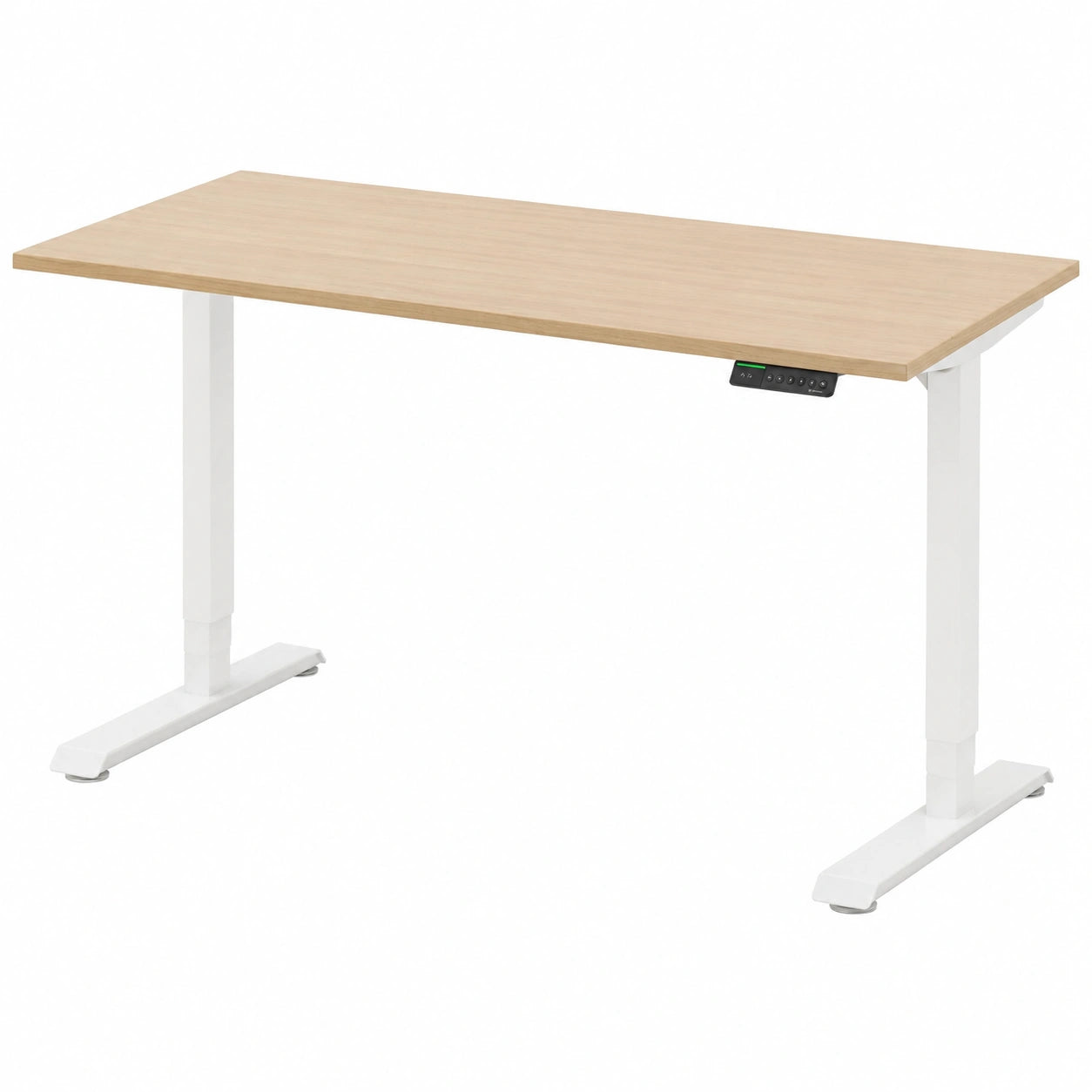 Höhenverstellbarer Schreibtisch Ergotopia Desktopia Pro X – Ergonomischer Stehtisch für Büro und Home Office, Ahorn mit weißem Gestell, 180 x 80 cm