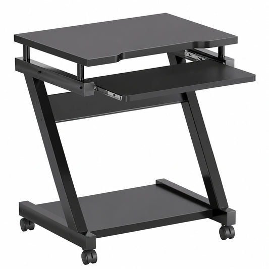SogesHome Rollbarer Computertisch mit Tastaturablage – Kompakter Schreibtisch für Büro oder Heim