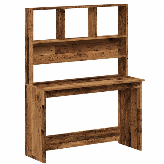 Moderner Schreibtisch mit Regal in Vintage-Holzoptik, 102x45x148 cm