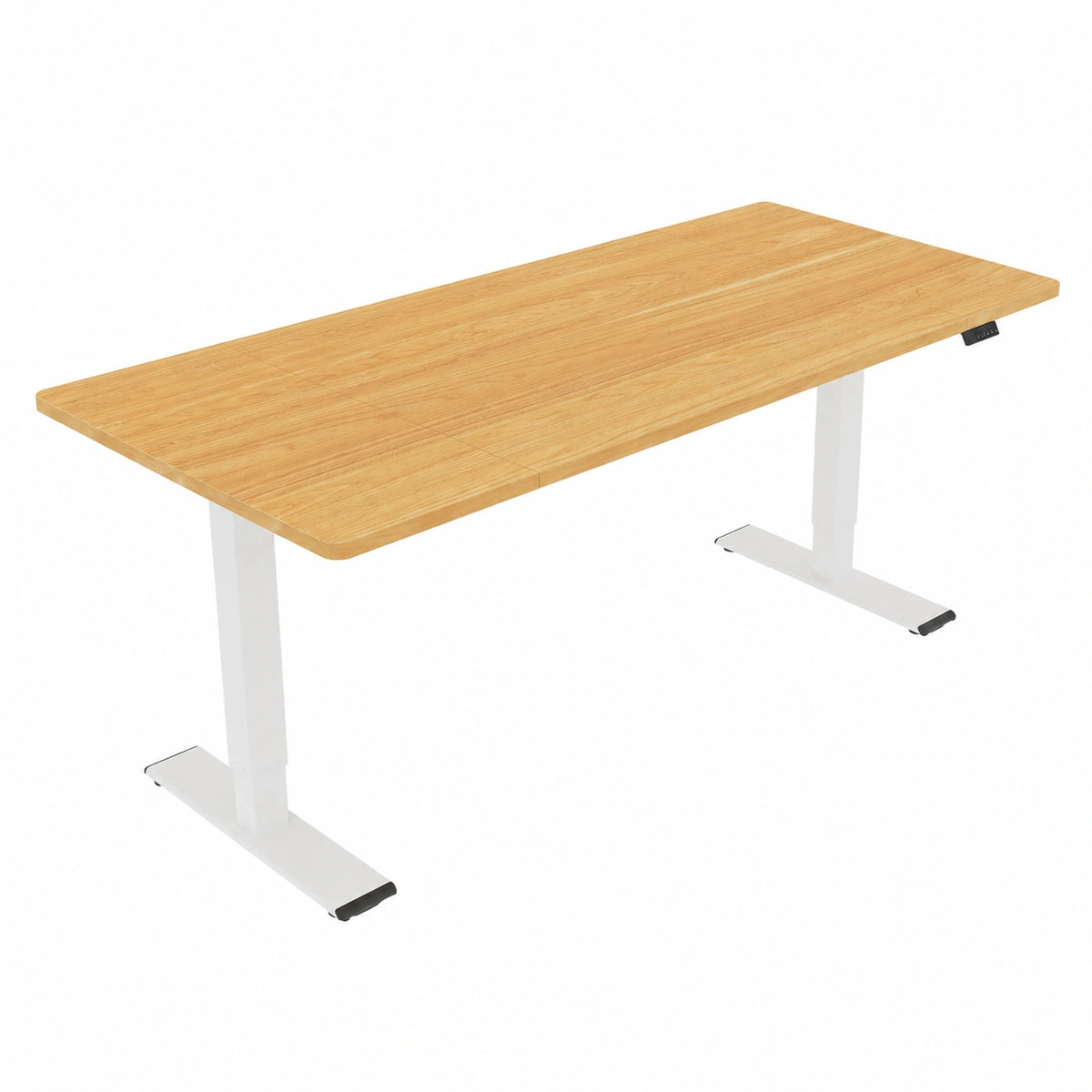 Elektrisch Höhenverstellbarer Schreibtisch 200x80 cm mit Dualmotor – Große Arbeitsfläche für Büro & Home Office, Weiß/Ahorn