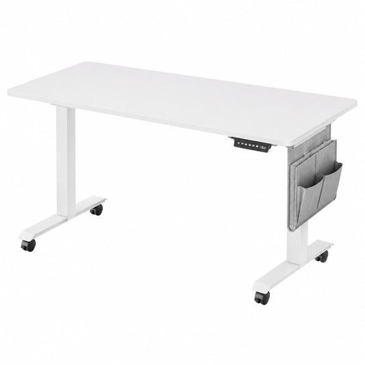 Elektrisch verstellbarer Schreibtisch, 60x140 cm, mit Memory-Steuerung, wolkenweiß