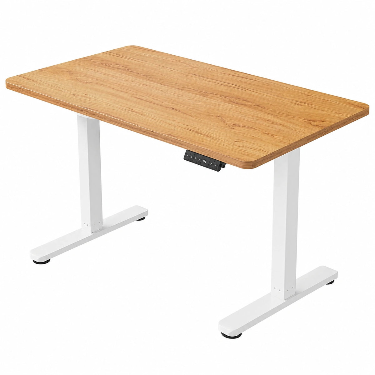 Elektrisch höhenverstellbarer Schreibtisch mit USB-Anschlüssen, 120x60cm, Steh-Sitz-Funktion, hellbraun