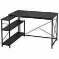 Eck-Schreibtisch L-Form mit Regal, Computertisch Schwarz 137x88x75 cm
