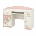 Kinderschreibtisch mit Tastaturablage und Blumenmuster, 5 Schubladen, 125x89x60 cm